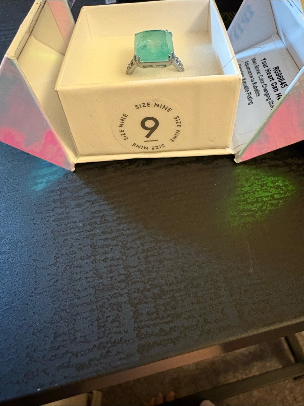 Cushion-Cut Turquoise-Blue Statement Ring in Silver Tone